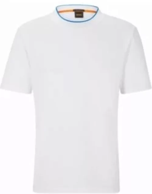 Relaxed-fit T-shirt in cotton jersey with detailed collarband- White Men's T-Shirt