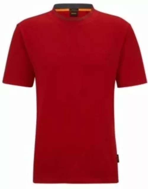 Relaxed-fit T-shirt in cotton jersey with detailed collarband- Red Men's T-Shirt