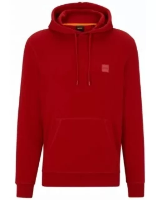 Cotton-terry hoodie with logo patch- Red Men's Tracksuit