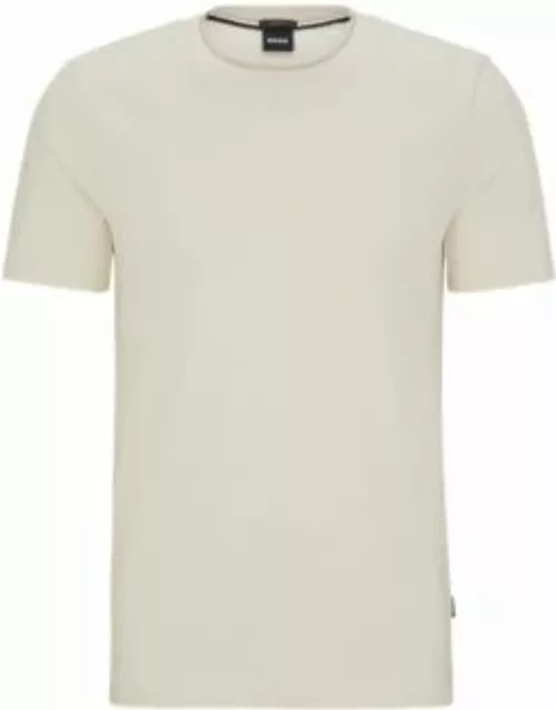 Slim-fit T-shirt in structured cotton with double collar- White Men's T-Shirt