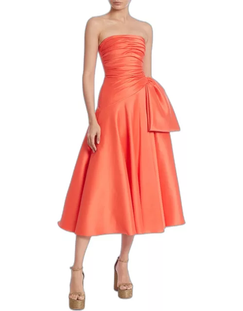 Strapless Ruched Midi Dres