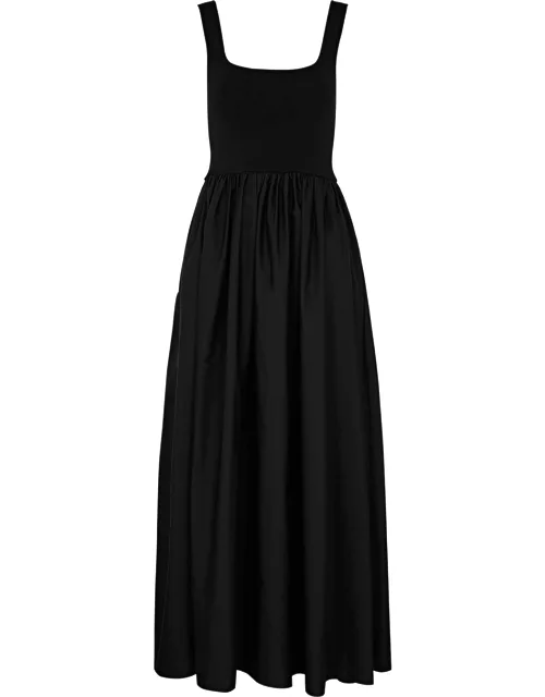 Matteau Knitted And Cotton-poplin Midi Dress - Black