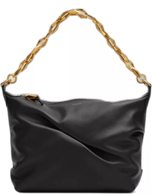 Diamond Leather Chain Hobo Bag