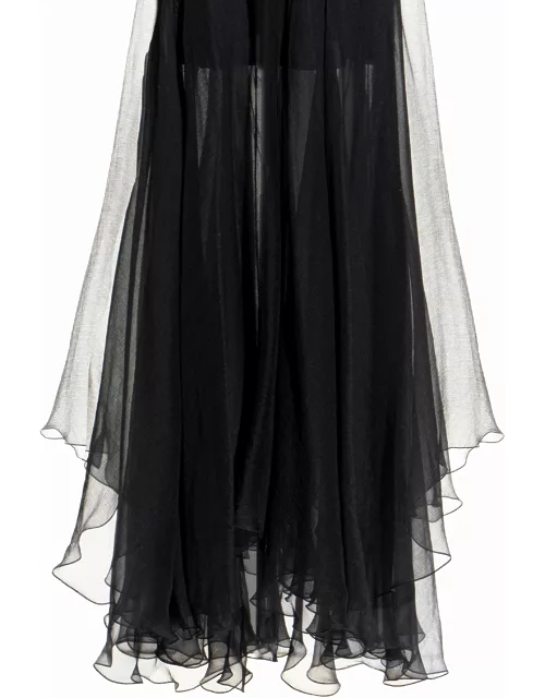 Ines black silk long dres