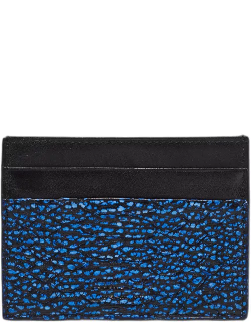 Roberto Cavalli Black/Blue Python Embossed Leather Card Holder