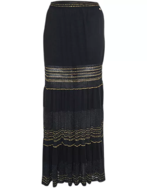 Chanel Black Lurex Knit Maxi Skirt