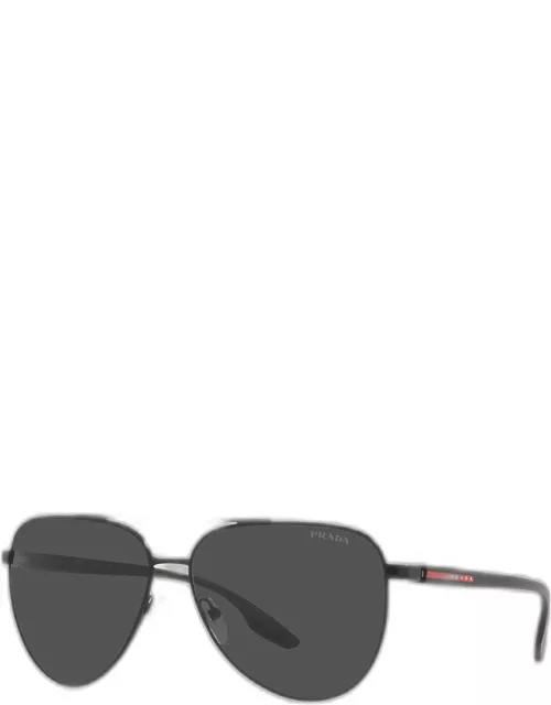 Men's Steel Aviator Logo Sunglasse