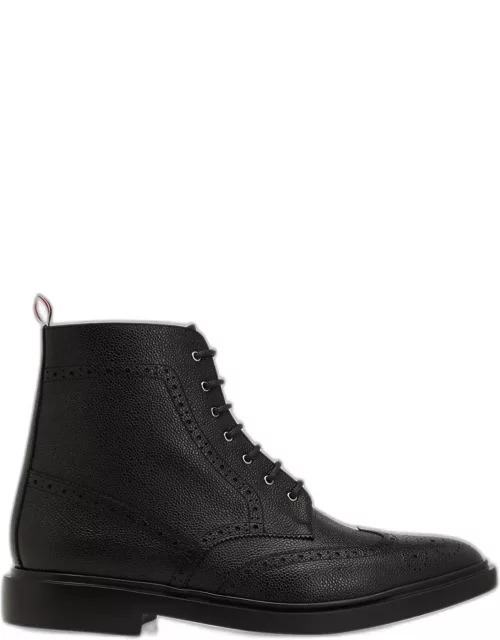 Men's Pebbled Leather Wingtip Ankle Boot