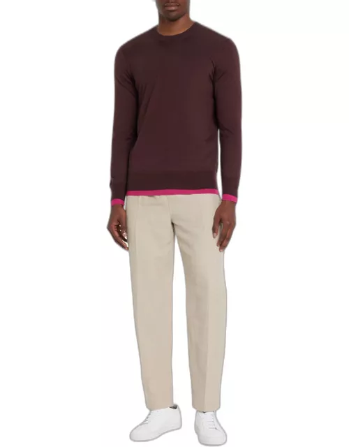 Men's Wells Cashmere-Silk Reversible Pullover Sweater