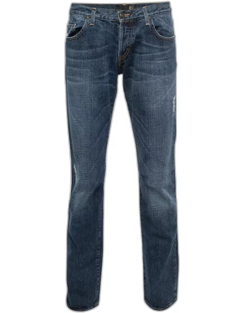 Just Cavalli Blue Distressed Denim Jeans L Waist 33"