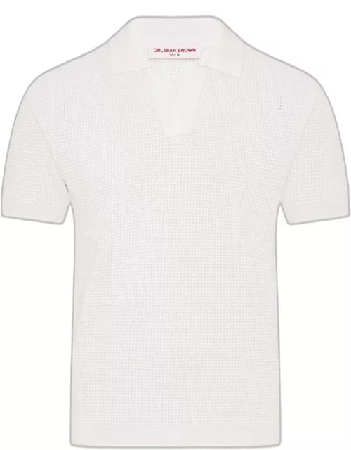 Roddy - Classic Fit Open Mesh Stitch Polo Shirt In White