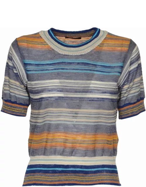 Roberto Collina Rib Trim Striped T-shirt
