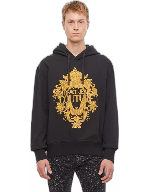 Versace Jeans Couture Printed Cotton Hoodie Black