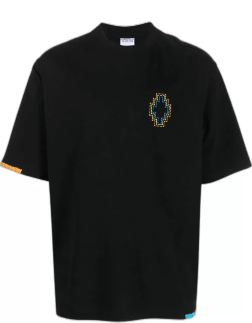 MARCELO BURLON MEN Stitch Cross Over T-Shirt Black Orange