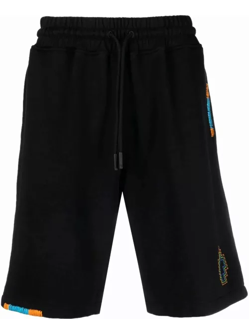 MARCELO BURLON MEN Stitch Cross Basket Shorts Black Orange