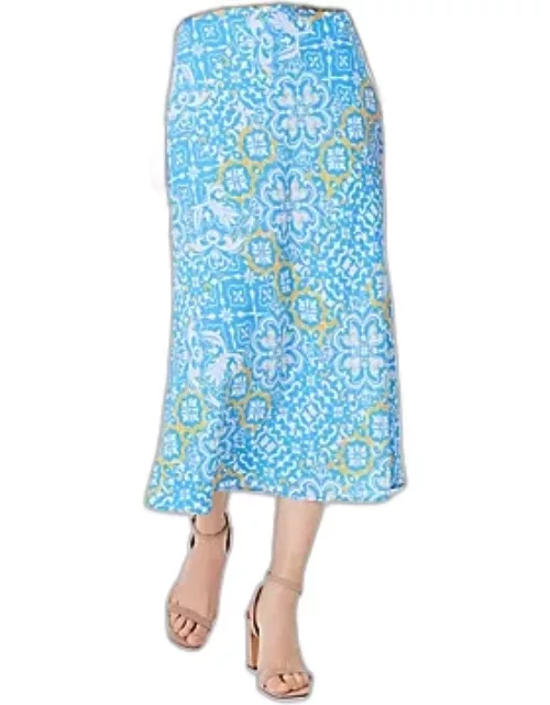 Ann Taylor Petite Tile Print Side Zip Midi Skirt