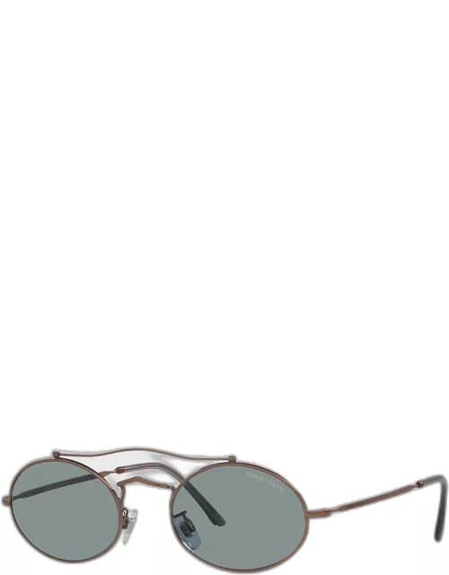 Oval Mixed-Media Aviator Sunglasse