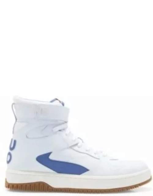 Basketball-inspired high-top trainers with leather and mesh- White Men's Sneaker