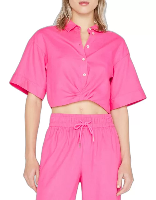 Cropped Twist-Front Shirt