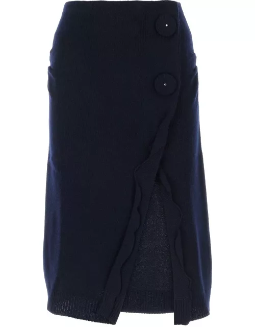 Prada Midnight Blue Wool Blend Skirt