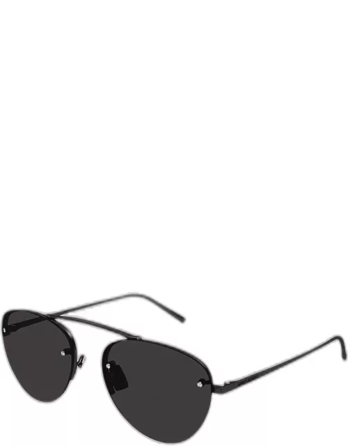 Curved Zinc Alloy Aviator Sunglasse
