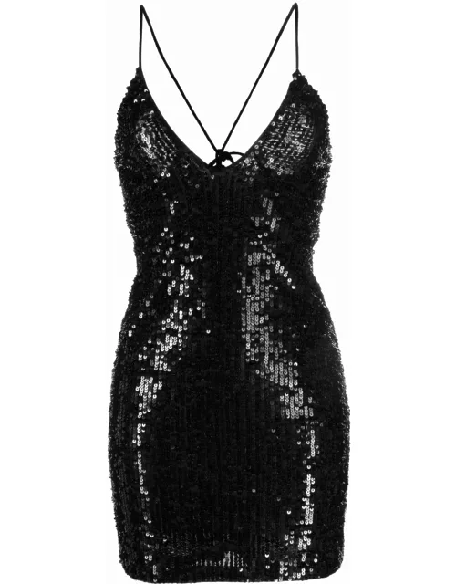 Short black dress with sequin