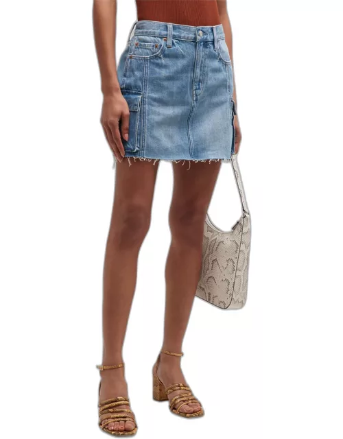 Rhea Mini Denim Cargo Skirt