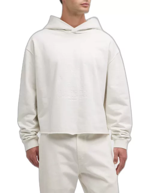 Men's Cropped Hoodie with Tonal Embroidery