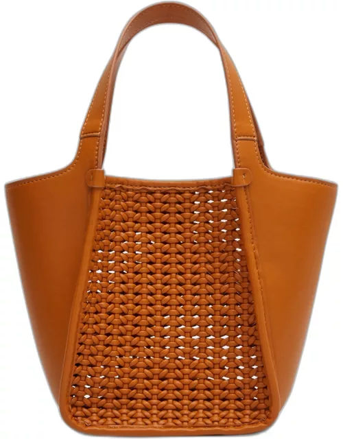 Canyon Cutout Braided Faux-Leather Top-Handle Bag