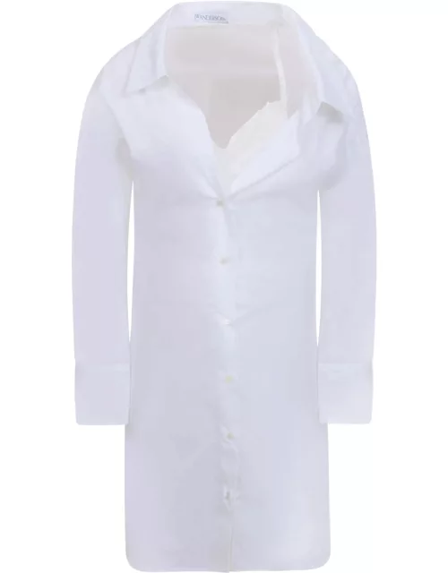 J.W. Anderson Lace Detail White Shirt Dres