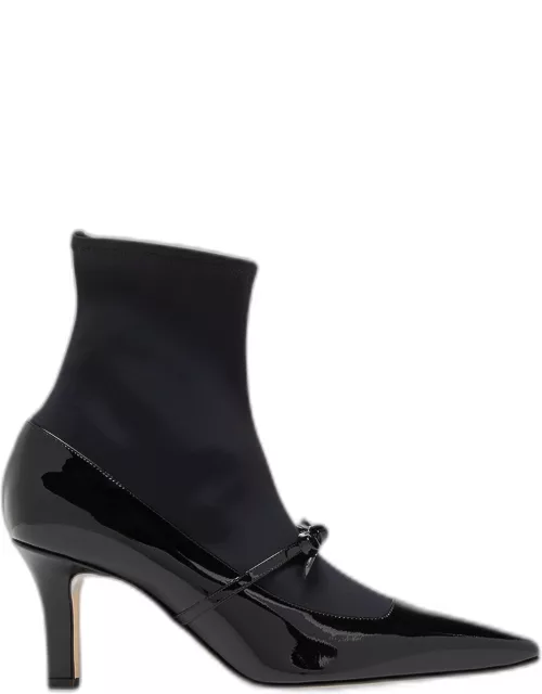 Apolonkle Patent Bow Sock Bootie