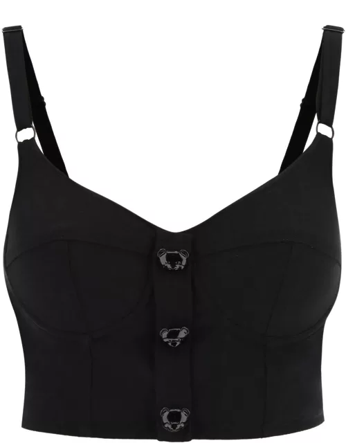 MOSCHINO BUSTIER TOP WITH TEDDY BEAR BUTTON