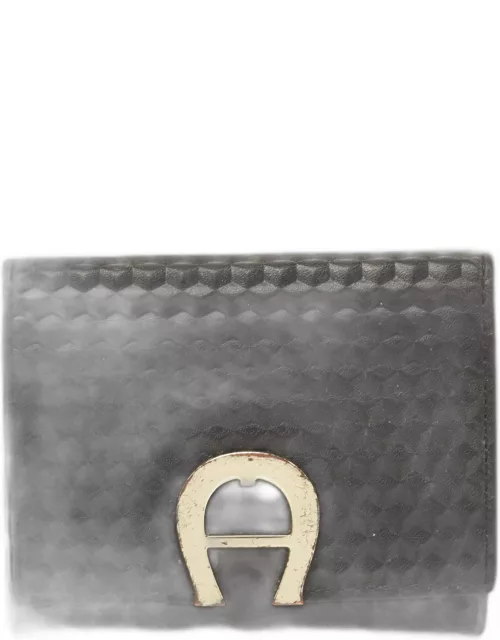 Aigner Black Leather Trifold Wallet