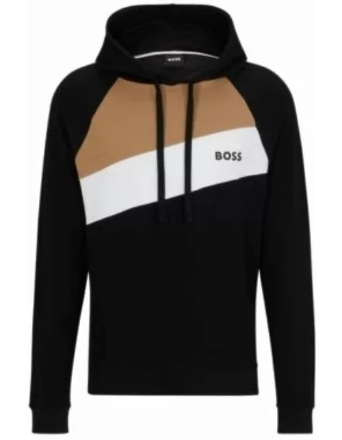 Signature-stripe hoodie with embroidered logo- Black Men's Loungewear