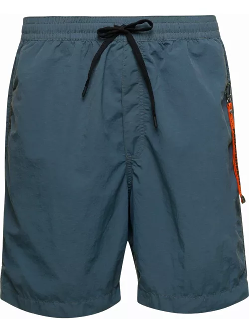 Parajumpers mitch Blue Swim Trunks With Key Chain Detail In Nylon Man