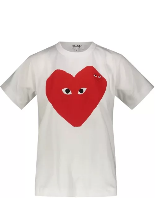 Comme des Garçons Play White T-shirt With Printed Red Heart