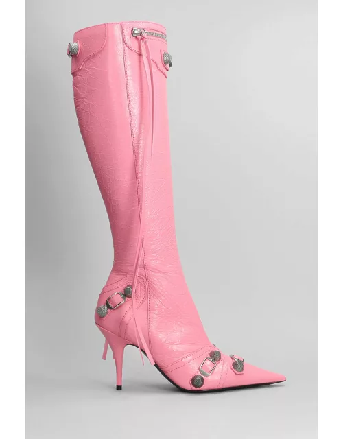 Balenciaga High Heels Boots In Rose-pink Leather