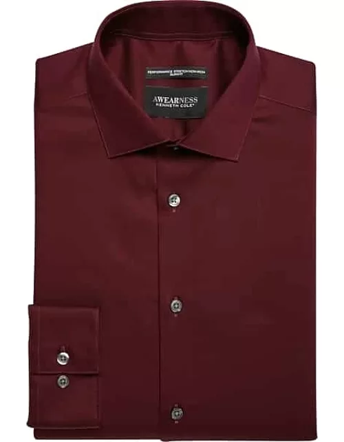 Awearness Kenneth Cole Big & Tall Men's Slim Fit Performance Dress Shirt Burgundy Red
