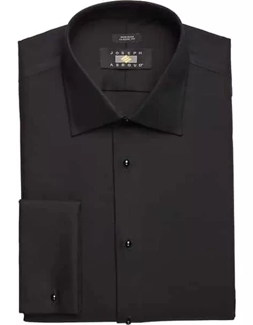 Joseph Abboud Big & Tall Men's Classic Fit French Cuff Tuxedo Formal Shirt Black Solid