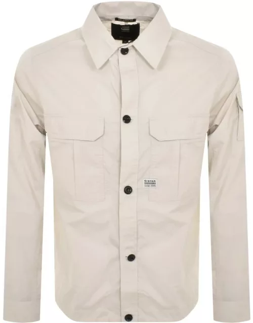 G Star Raw Two Pocket Long Sleeved Shirt Beige
