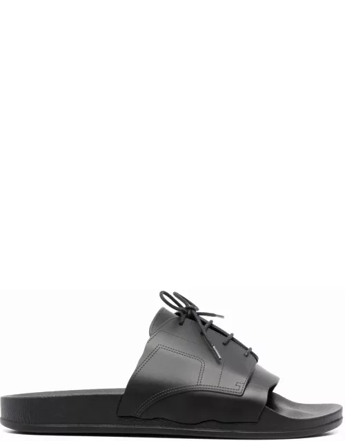 Black lace-up slides sandal