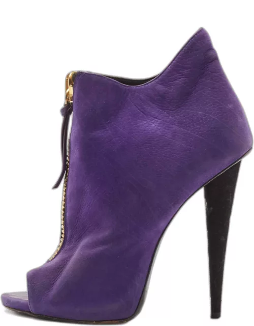 Giuseppe Zanotti Purple Nubuck Leather Ankle Boot