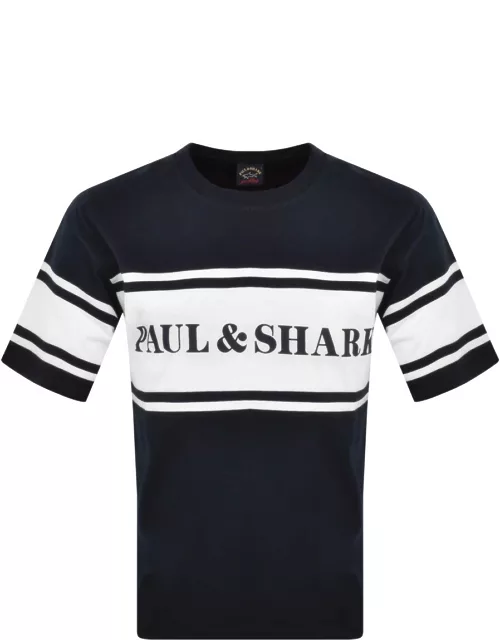 Paul And Shark Panel Logo T Shirt Navy
