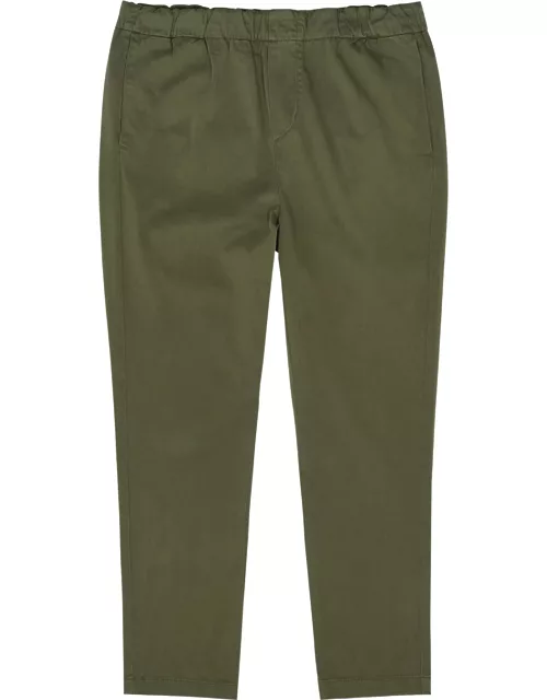 7 For All Mankind Luxe Performance Brushed Cotton-blend Chinos - Green