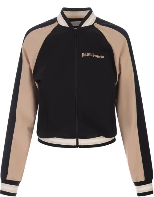 Palm Angels Sporty Bomber Style Jacket In Black And Nude