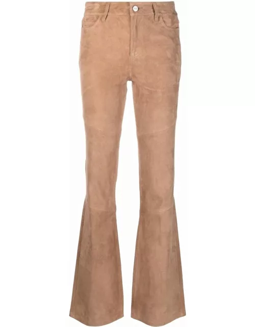 Suede sand flared trouser