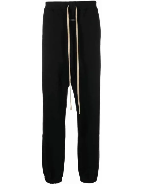Black sports trousers with drawstring