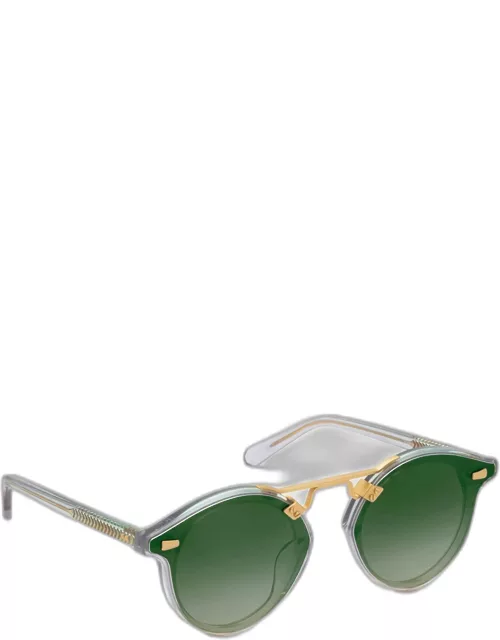STL Nylon Round Acetate & Metal Alloy Aviator Sunglasse