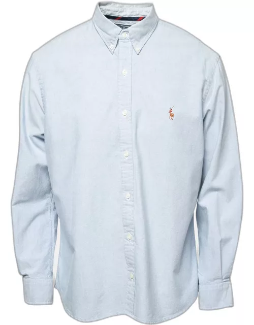 Polo Ralph Lauren Blue Cotton Button Front Slim Fit Shirt