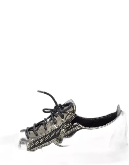 Giuseppe Zanotti Metallic Leather Double Zipper Low Top Sneaker